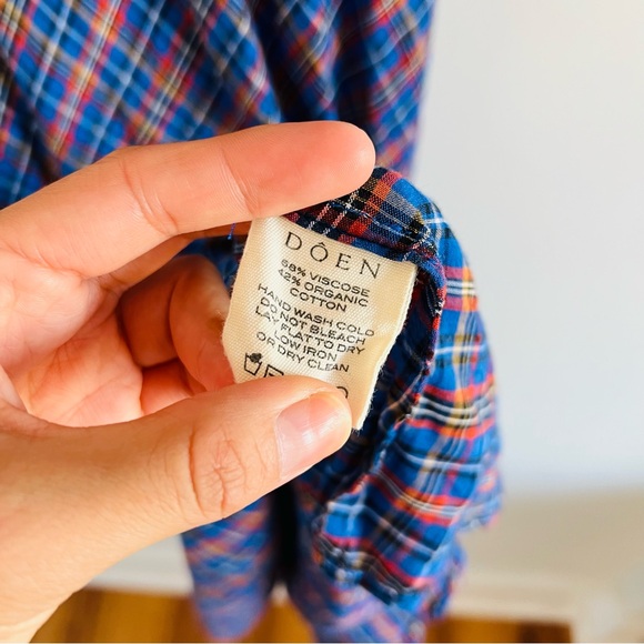 Doen Lulani Cotton Midi Dress V-neck Check Sleeveless Size XL - Picture 7 of 9